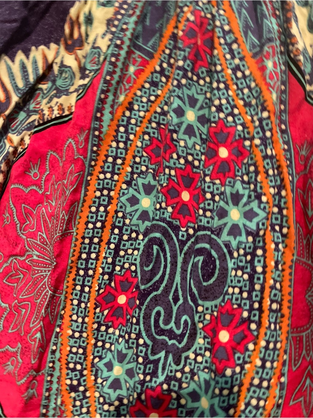 Bohemian V-Neck Maxi Dress in Purple Magenta Teal - Picture 9 of 14